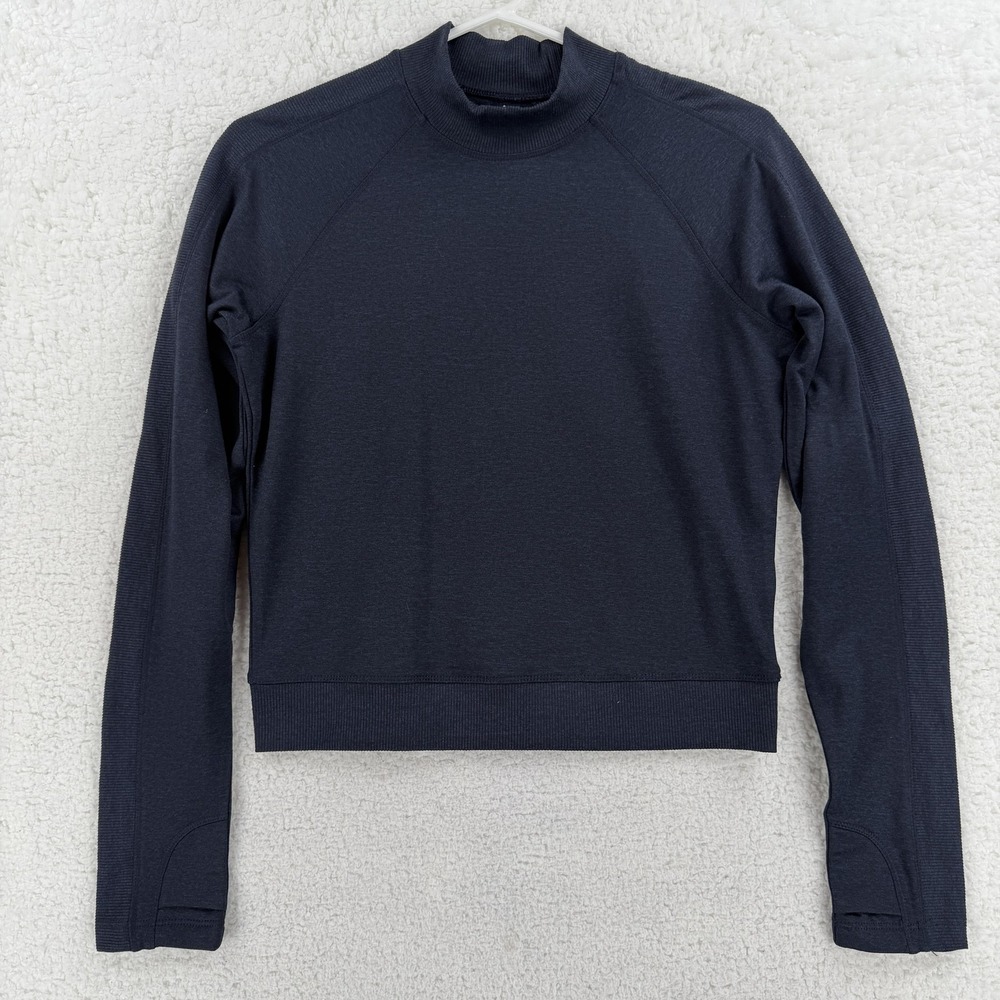 Old Navy Active Sweatshirt Womens Small Blue CozeCore Mock Neck Fleece Pullover